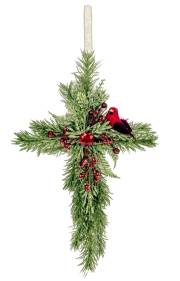 Ornament-Cardinal Floral Cross (7" x 10.5") | SHOPtheWORD