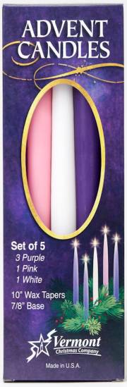 Advent Candle Set-3 Purple/1 Pink/1 White (10") | SHOPtheWORD