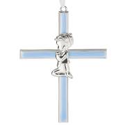 Hanging Cross-Praying Boy-Blue (6") | SHOPtheWORD