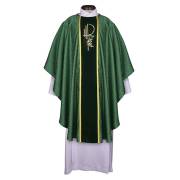 Chasuble-Round Neck-Eucharistic Jacquard Collection-Green (59"W x 51"L) | SHOPtheWORD