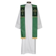Overlay Stole-Fleur De Lis Cross Jacquard Collection-Green (5"W x 110" L w/2" Fringe) | SHOPtheWORD