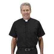 Milano Comfort Shirt-Short Sleeve-Roman Collar-Black (16") | SHOPtheWORD