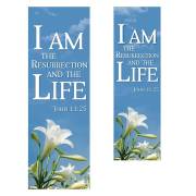 Banner-I Am The Resurrection w/Pole Hems (18" x 5') | SHOPtheWORD