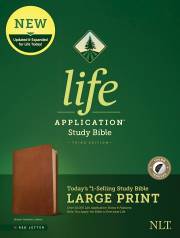 NLT Life Application Study Bible/Large Print (Third Edition) (RL)-Brown Genuine Leather Indexed | SHOPtheWORD