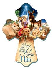 Wall Cross-Little Drummer Boy/Come Let Us Adore Him (6" x 8") | SHOPtheWORD