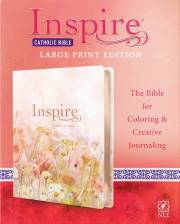 NLT Inspire Catholic Bible/Large Print-Pink Fields w/Rose Gold LeatherLike | SHOPtheWORD