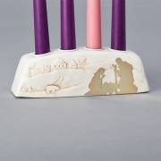 Advent Block Candleholder-Gold Nativity Silhouette Front & Back (2.5") | SHOPtheWORD