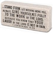 Plaque-Cast Stone-Scripture Block-Stand Firm (4 x 2 x 1) | SHOPtheWORD