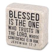Plaque-Cast Stone-Scripture Stone-Blessed (2.25 x 2.25 x 1) | SHOPtheWORD