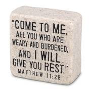Plaque-Cast Stone-Scripture Stone-Come To Me (2.25 x 2.25 x 1) | SHOPtheWORD