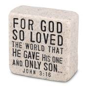 Plaque-Cast Stone-Scripture Stone-God's Love (2.25 x 2.25 x 1) | SHOPtheWORD