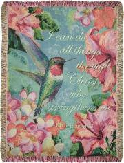 Throw-Hummingbird Hibiscus/I Can Do All Things... Tapestry (50" x 60") | SHOPtheWORD
