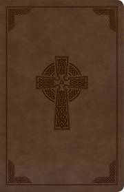CSB Large Print Personal Size Reference Bible-Brown Celtic Cross LeatherTouch Indexed (Mar | SHOPtheWORD