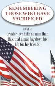 Bulletin-Remembering Those Who Have Sacrificed (John 15:14, KJV) (Pack Of 100) | SHOPtheWORD