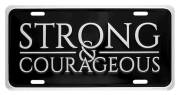 Auto Tag-Deluxe-Strong & Courageous-Silver/Black | SHOPtheWORD