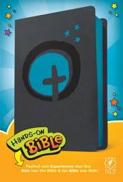 NLT Hands-On Bible-Dark Gray/Blue Cross LeatherLike | SHOPtheWORD