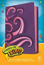 NLT Hands-On Bible-Purple/Pink Swirls LeatherLike | SHOPtheWORD