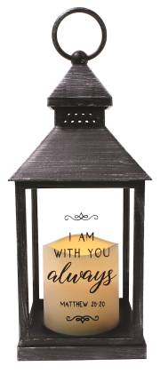 Lantern LED Candle-I Am With You Always-Black | SHOPtheWORD