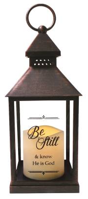 Lantern LED Candle-Be Still-Brown | SHOPtheWORD