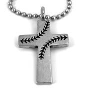 Necklace-Cross w/Baseball Stitches on 30" Ball Chain | SHOPtheWORD