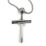 Necklace-Baseball with Bat Cross on 30" Ball Chain | SHOPtheWORD