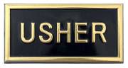 Badge-Usher-Pin Back-Black/Gold (1 x 2) (Pack Of 24) | SHOPtheWORD