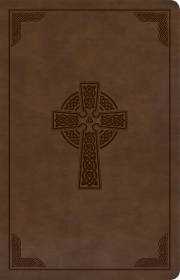 KJV Large Print Personal Size Reference Bible-Brown Celtic Cross LeatherTouch Indexed | SHOPtheWORD