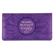 Checkbook Cover Strength & Dignity Purple Prov. 31:25 | SHOPtheWORD