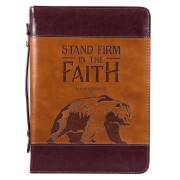 Bible Cover LG Brown Stand Firm in Faith 1 Cor 16:13 | SHOPtheWORD