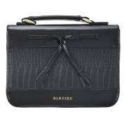 Bible Cover MED Black Croc Blessed with Bow | SHOPtheWORD