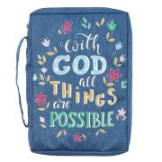 Bible Cover Value MED Navy With God All Things Matt 19:26 | SHOPtheWORD