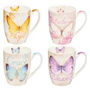 Ceramic Mug Set-Butterflies (Set Of 4) | SHOPtheWORD
