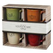Ceramic Mug Set-Faith Trust Hope Be Still (Set Of 4) | SHOPtheWORD