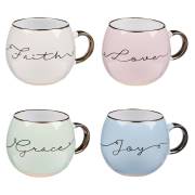 Mug Set-Faith, Grace, Love, Joy (Set Of 4) | SHOPtheWORD