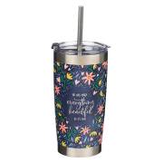 Travel Mug Everything Beautiful Ecc. 3:11 (Stainless w/Straw) | SHOPtheWORD