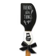 Kitchen Buddies-Large & Small Spatula-Friends Stir Things Up-Black/White (Silicone) | SHOPtheWORD