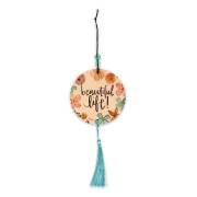 Car Air Freshener-Beautiful Life! w/Beads & Tassel/Ocean | SHOPtheWORD