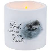 Candle With Ceramic Holder-Flickering LED--w/Timer-Vanilla-Dad (3" X 3") | SHOPtheWORD