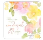 Boxed Coaster Set-Square Cork Back-Pastel Orange, Pink, Yellow Flowers (3.75") (Set Of 6) | SHOPtheWORD