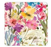Boxed Coaster Set-Square Cork Back-Quietly Hope (3.75") (Set Of 6) | SHOPtheWORD