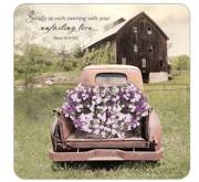 Boxed Coaster Set-Square Cork Back-Truck with Flowers (3.75") (Set Of 6) | SHOPtheWORD