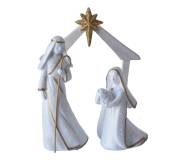 Nativity Figurine Set Of 3-Mini-White w/Gold Trim (4 x 4 x 5 1/8) | SHOPtheWORD