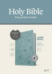 KJV Large Print Thinline Reference Bible/Filament Enabled Edition-Floral Leaf Teal LeatherLike Indexed | SHOPtheWORD