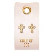 Earrings-Grow In Grace/Circle Cross Studs On Leather Tag | SHOPtheWORD