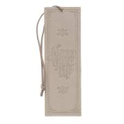 Bookmark-Pagemarker-Never Give Up-LuxLeather-Tan | SHOPtheWORD
