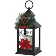 Lantern w/LED Candle & Timer-Merry Christmas (11" x 4" x 4") | SHOPtheWORD