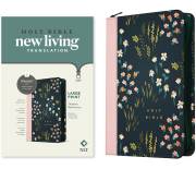 NLT Large Print Thinline Reference Zipper Bible, Filament Enabled Edition-Meadow Navy & Pink LeatherLike | SHOPtheWORD
