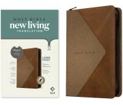 NLT Large Print Thinline Reference Zipper Bible, Filament Enabled Edition-Messenger Stone & Camel LeatherLike Indexed | SHOPtheWORD