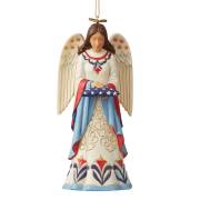Ornament-Jim Shore/Heartwood Creek-Patriotic Angel w/Folded Flag (4.75") | SHOPtheWORD