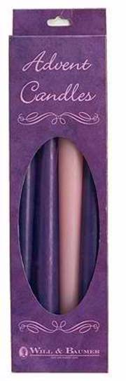 Candle-Advent Refill-Tapers-Hang Box-7/8" X 12"-3 Purple/1 Pink | SHOPtheWORD